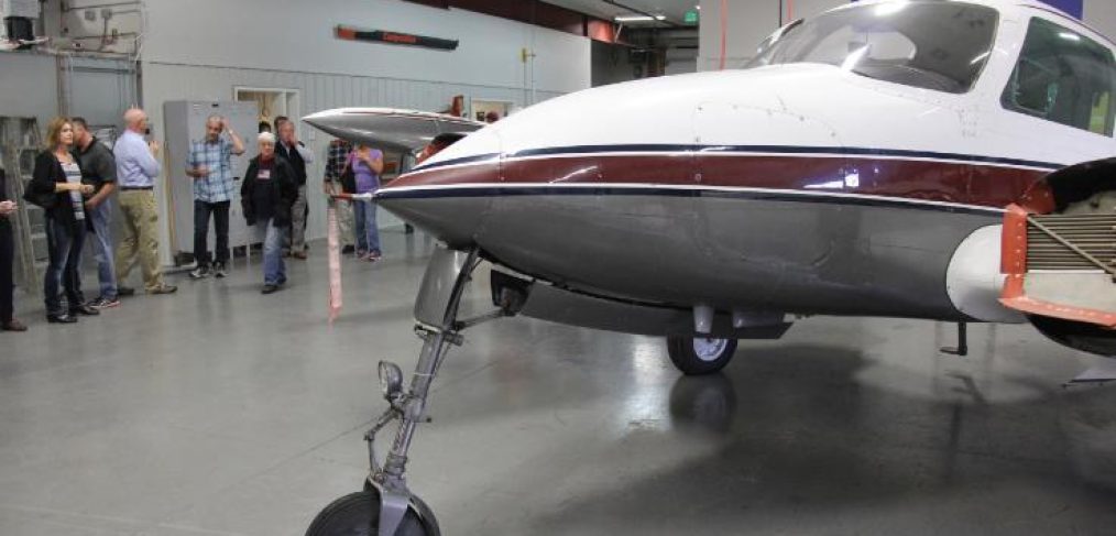 Local business leaders learn about North Idaho College aerospace options during a tour in this file photo. NIC has been selected to advance in a competitive national process to help develop the future aerospace and defense workforce as part of NASA’s Aerospace State Hubs for Skilled Technical Workforce Initiative.