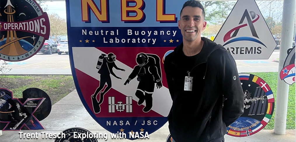 An East Wenatchee man has taken a passion for exploration and made it a career of searching deep sea and near space. Trent Tresch grew up in Western Washington but now calls East Wenatchee “home.” Of course, “home” is where you make it. - NBL sign behind Tresch.
