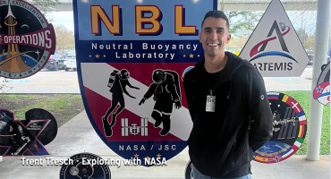 An East Wenatchee man has taken a passion for exploration and made it a career of searching deep sea and near space. Trent Tresch grew up in Western Washington but now calls East Wenatchee “home.” Of course, “home” is where you make it. - NBL sign behind Tresch.