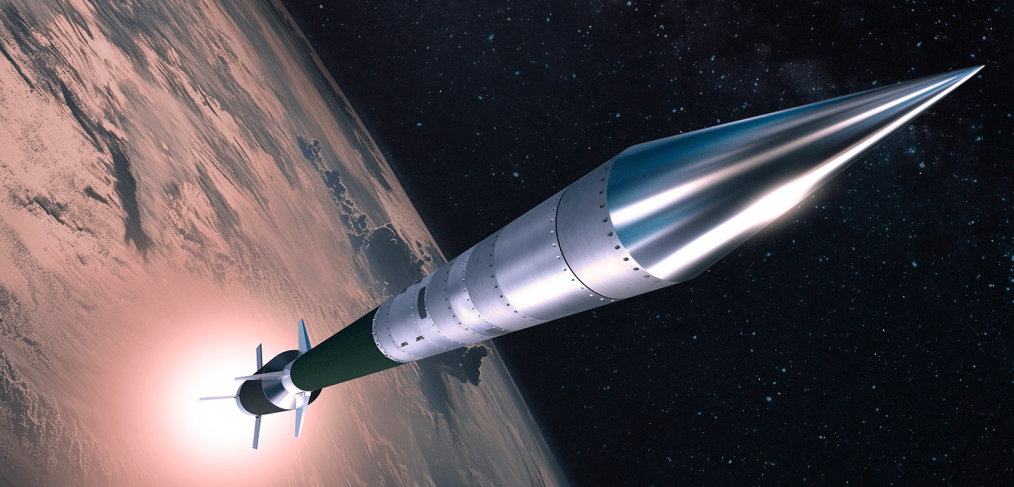 Rocket - artist's rendering - view from space with Earth in background