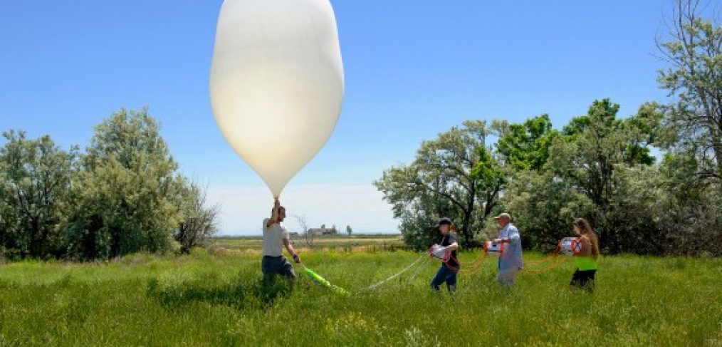 In this 2017 Montana State University file photo, MSU Eclipse Ballooning Project team members prepare to launch a high-altitude balloon during a test flight prior to the 2017 total solar eclipse near Rexburg, Idaho.