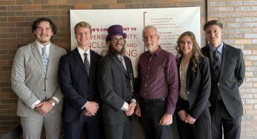 Pictured left to right: Clayton Fliss, Ethan Haselwood, Ian Rasmussen, Dr. Mathew Schaefer, Ruth Dobberpuhl and Mitchell Brust.