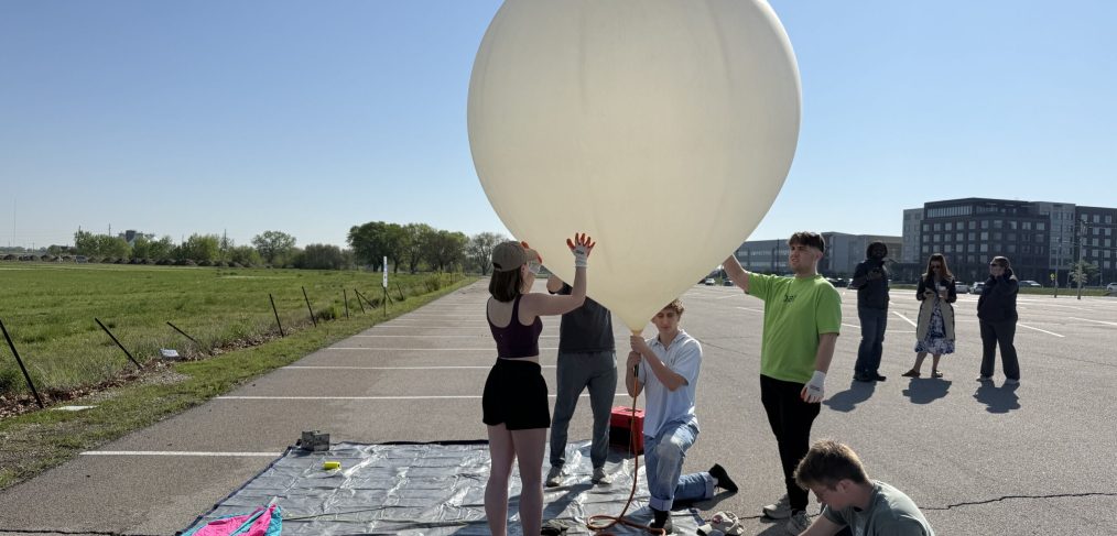 Students prepare for a high-altitude balloon launch, supported by NASA Nebraska Space Grant. Courtesy photo