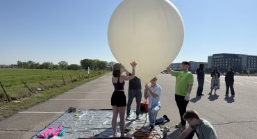 Students prepare for a high-altitude balloon launch, supported by NASA Nebraska Space Grant. Courtesy photo