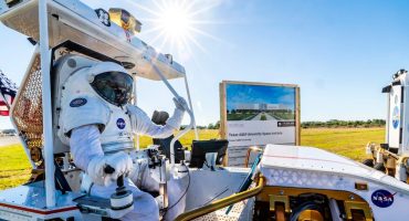 Texas A&M University Space Institute - Astronaut Seated on Lunar Rover