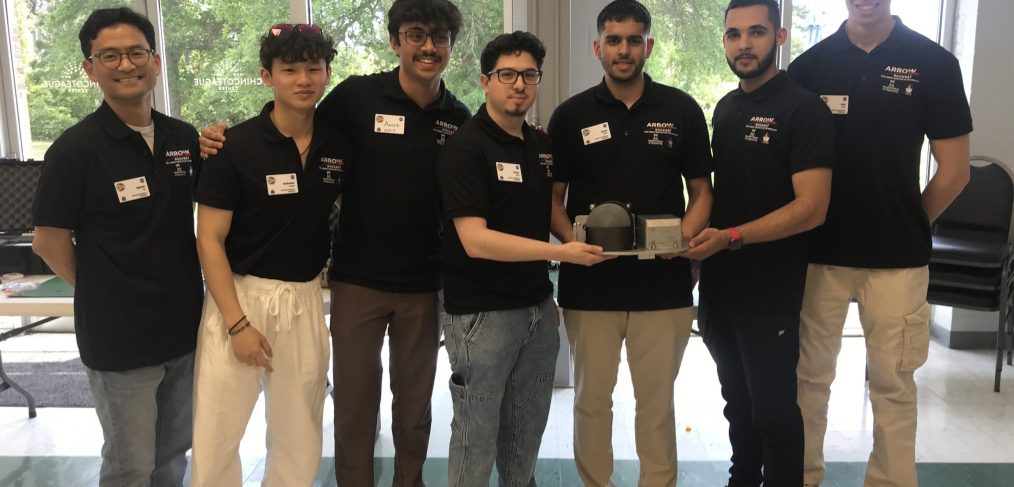 (L to R) Professor Hyomin Kim, Nathanael Gunawan, Abdul Azeez Shaik, Carlos J. Munoz, Sayed Rahimi, Dariel Torres, Luka Stulic.