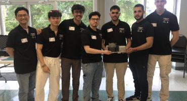 (L to R) Professor Hyomin Kim, Nathanael Gunawan, Abdul Azeez Shaik, Carlos J. Munoz, Sayed Rahimi, Dariel Torres, Luka Stulic.